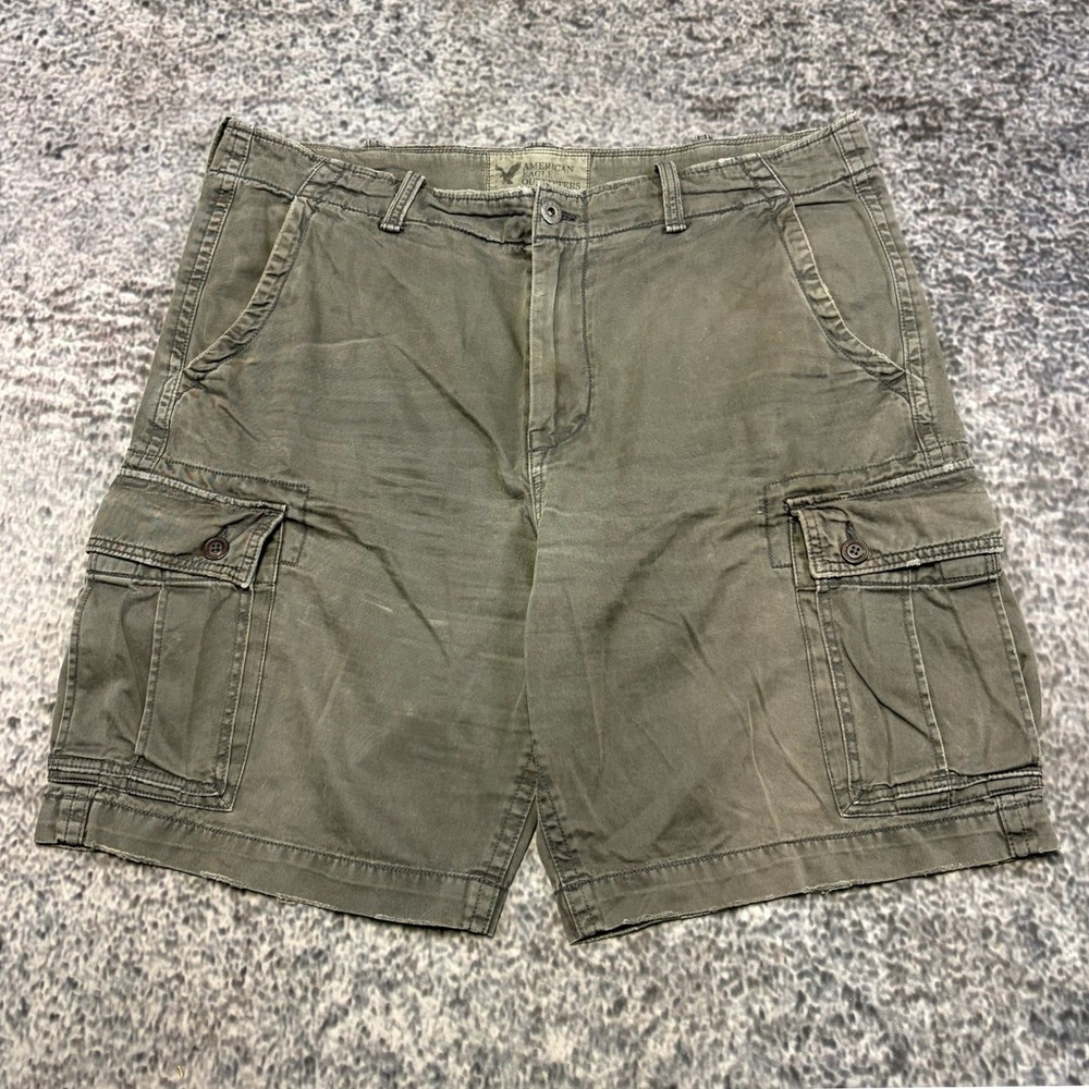 American Eagle Outfitters Cargo Shorts Classic Length Mens 42 Gray Utility Y2K